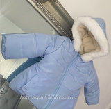 Luxe thick fleece lined sky blue waterproof stunning cosy winter coat
