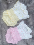 Floral smock cotton jam pants set Lemon