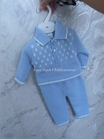 Luxe knitted lounge set sky blue