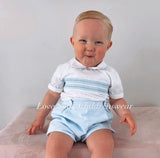 Luxury Sky blue  smocked blouse and shorts