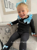 Personalised handmade frilly lounge set black flares or leggings