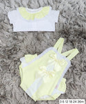 Luxury lemon double bow romper with frill neck blouse