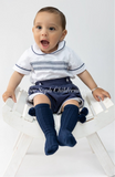 Luxury navy smocked blouse and shorts