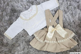 Luxury smocked pinafore and blouse beige