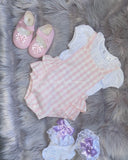 Frilly blouse and frilly pink gingham romper