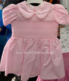 Pink puff sleeve smock dress 0 -6 years