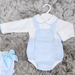 Luxury long sleeve sky blue romper and blouse