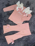 Personalised handmade frilly lounge set dusky pink flares or leggings