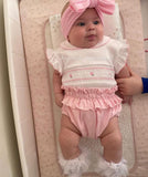 Floral cotton jam pants set Pink