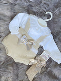 Knitted romper with frill collar blouse