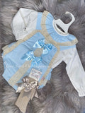 Luxury long sleeve romper and blouse sky blue