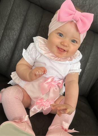 Luxury double bow jam pants and blouse PINk