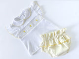 Floral smock cotton jam pants set Lemon