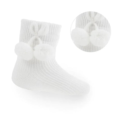 Pom Pom socks Ankle White