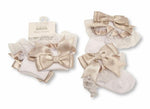 Luxury lace bow socks beige bows