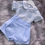 Luxury Sky blue  smocked blouse and shorts