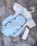 Luxe sky blue romper and blouse