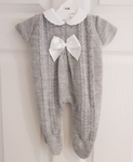 Unisex Grey knitted all in one sleepsuit