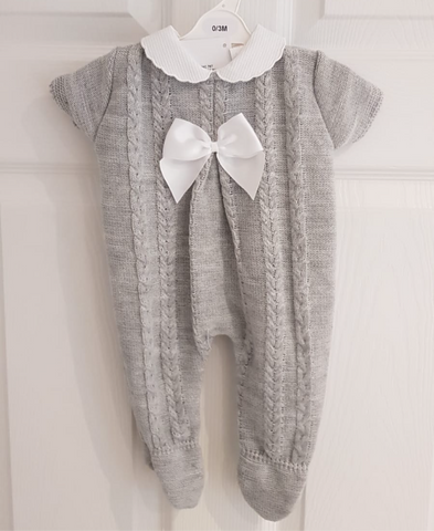 Unisex Grey knitted all in one sleepsuit