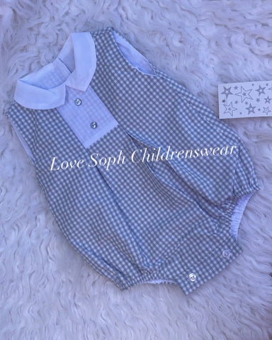 Gingham collared bubble romper