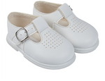 White T bar shoes Bay pods