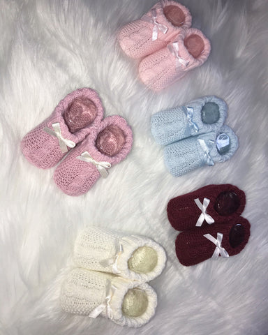 Knitted booties tiny baby to 3 months