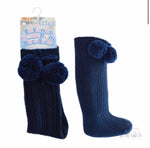 Knee High Pom Pom socks NAVY