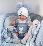 Knitted bunny romper BLUE