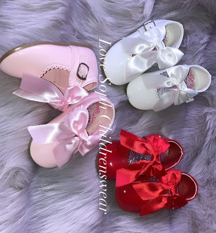 Bow shoes hard sole Pink, White, Red