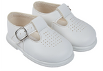 White T bar shoes Bay pods