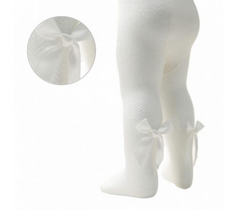 bow tights white