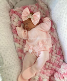 Stunning luxury 3 piece pink knitted set with bonnet